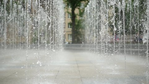 Water in fountain in city center, square best place for romantic walk. 
