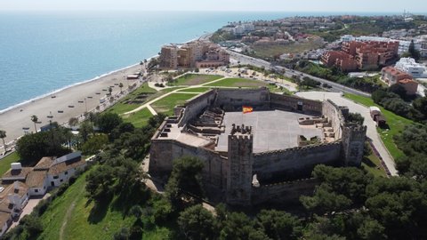Aerial view of Sohail Castle near the beach