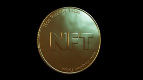3D render of a rotating NFT coin on a transparent background. Loopable video