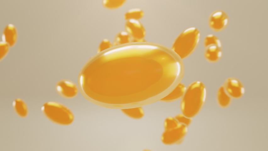 Animation combination serum and capsule vitamin. concept skin care cosmetics solution. 3d rendering.