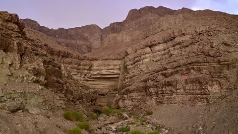 Desert waterfalls: after rains in Jerusalem water streams through the Judean desert wadis towards the Dead Sea