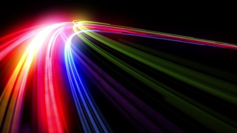 Fast Light Color Lines Running Flickering in Competition Like F1 Intro. Beautiful Multi Colored Strokes Extremely Fast. Loop-able Stripes 3d Animation. Abstract Art Concept. 