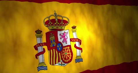 Espanol waving flag. Close-up.  3D gradient background animation.  4K and HD resolution