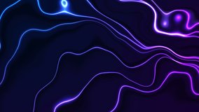 Blue and purple neon glowing smooth wavy lines abstract motion background. Seamless looping. Video animation Ultra HD 4K 3840x2160