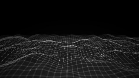 Flowing smooth Plexus fractal waves background. Grid, mesh of dots and lines. Big data connection. Seamless loop animation