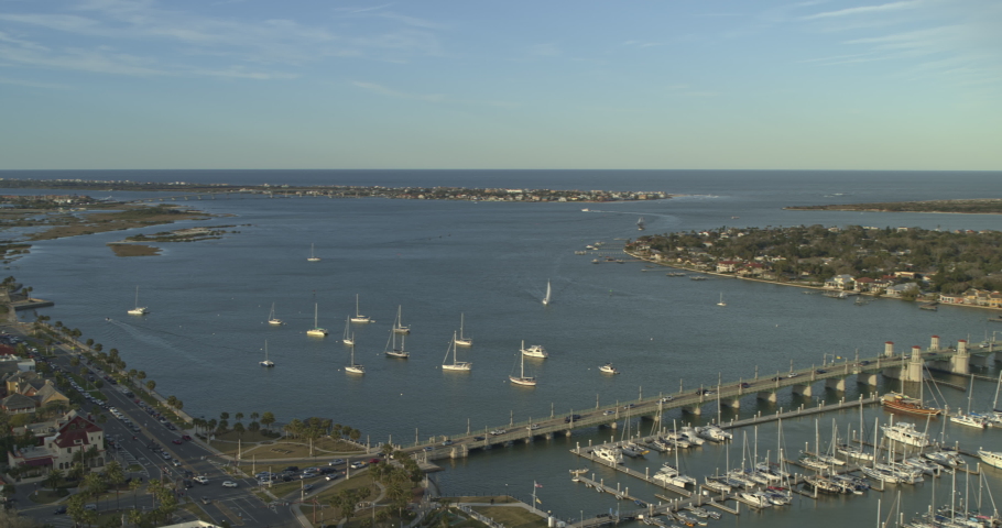 St Augustine Florida Aerial v2 sunset over flagler college and surrounding areas shot with Inspire 2, X7 camera March 2020