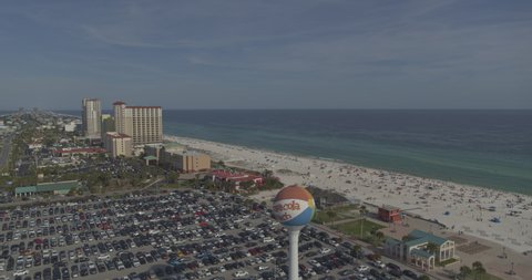 Pensacola Beach Florida Aerial v2 panning view from the beach ball tower across the beach and bay - Shot with Inspire 2, X7 camera - March 2020