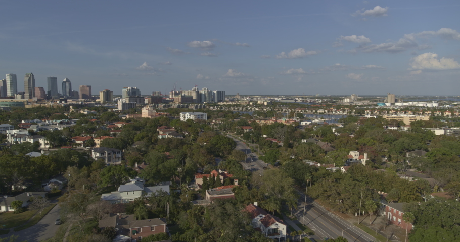Tampa Florida Aerial v35 quick birdseye shot of Davis Islands neighborhood, marina and channel - Shot with Inspire 2, X7 camera - March 2020