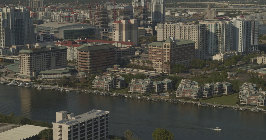 Tampa Florida Aerial v24 birdseye shot of Harbour Island and Garrison Channel shot with Inspire 2, X7 camera, march 2020.