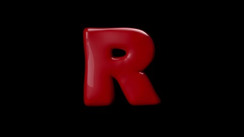 3D red color balloon letter R with stop motion effect.