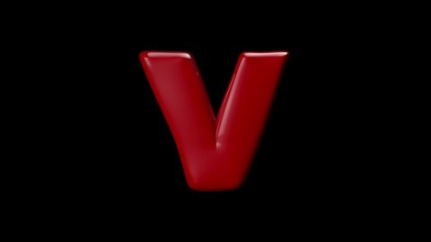3D red color balloon letter V with stop motion effect 