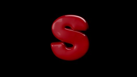 3D red color balloon letter S with stop motion effect 