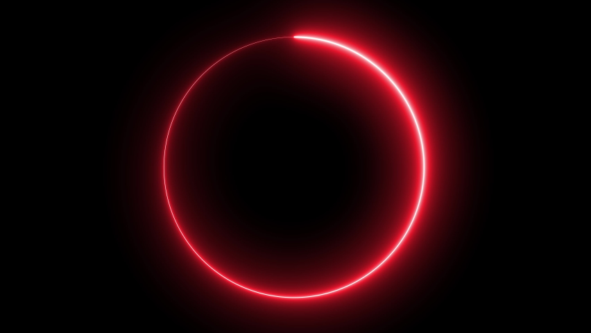 Circle shape frame red color glowing neon lights loop animation on black screen  | Shutterstock HD Video #1069248361