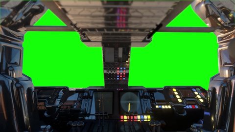 Inside a Spaceship Cockpit on a Green Screen render 3d
