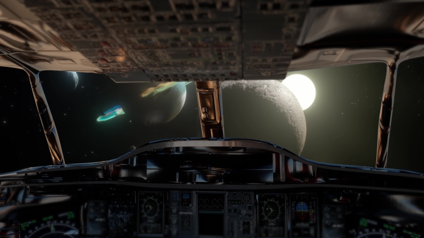 
Spaceship Cockpit in a Pilot Point of view render 3d