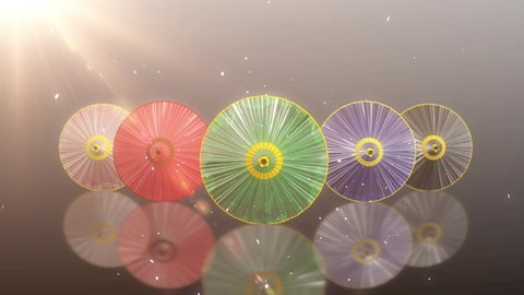 Japanese Chinese umbrella parasol loop animation