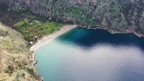 A wonderful view of the sea, under the effect of turquoise color, taken with a drone angle. This video taken at the Butterfly Valley offers one of the most beautiful views of Turkey to us.