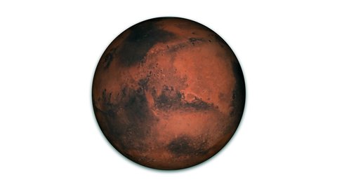 spinning planet mars on white. 3d red planet isolate on white.