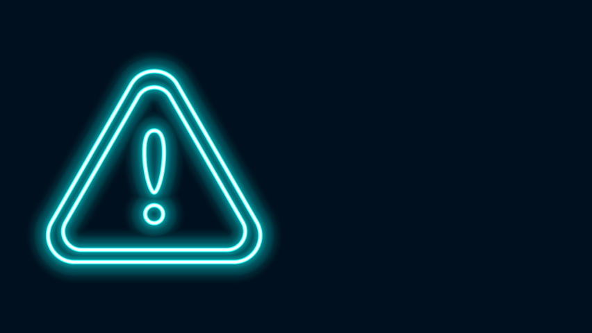 Glowing neon line Exclamation mark in triangle icon isolated on black background. Hazard warning sign, careful, attention, danger warning important sign. 4K Video motion graphic animation. | Shutterstock HD Video #1069273138