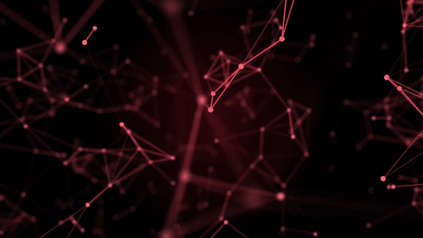 4K digital connection abstract animation dots and lines on red background. 5G network connection structure technology background. Royalty-Free Stock Footage #1069279225