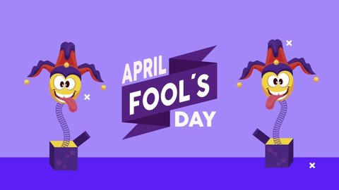 april fools day lettering with jokers surprise boxes