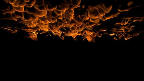 Cloud Fire or Ceiling Roof Real Flame Fire,Gaz Clod Fire Slow Motion on Black background,Video Element 4K