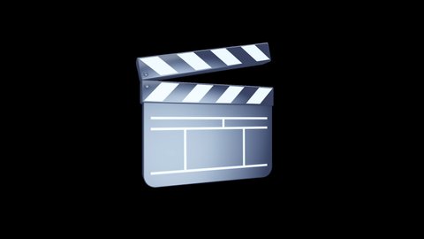 Clapperboard 3D Animated Icon on Transparent Background. 4K Ultra HD Apple ProRes 4444.