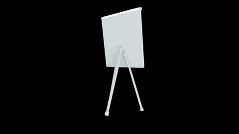 Flipchart 3D Animated Icon on Transparent Background. 4K Ultra HD Apple ProRes 4444.