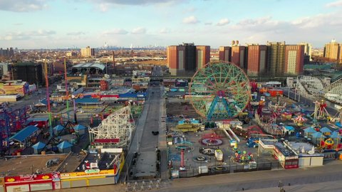 Coney Island, NY-United States - February 8, 2020:  This is an aerial view of Coney Island.