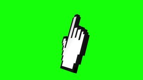 3d model of a White retro computer hand or finger cursor icon pixelated. Animation of isometric mouse pointer spinning or rotating on green screen chroma key background. - Powered by Shutterstock - Get 15% off with code: PIKWIZARD15