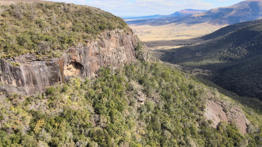 Mountain top in Hogsback on a winter’s day with bits of snow resting on the ground, with beautiful views