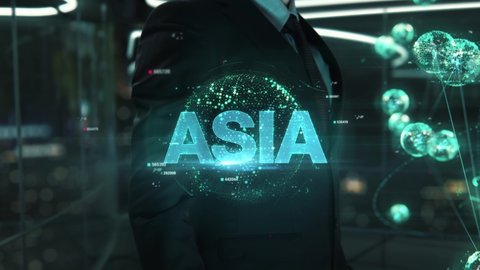 Businessman with Asia hologram concept