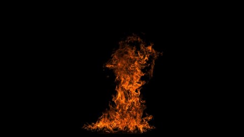 Super slow motion of fire isolated on black background. Filmed on high speed cinema camera, 1000 fps