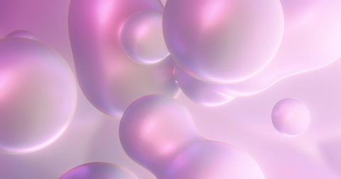 Abstract Background with Colorful Pink Bubbles and Gradient , Relaxing and Calming Flowing Motion. 4K loop, 3D rendering