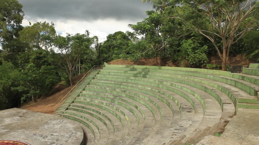 Amphitheater in the tropical forest, mount Lokon and Empun of Walian Tomohon village, North Sulawesi, Indonesia.
