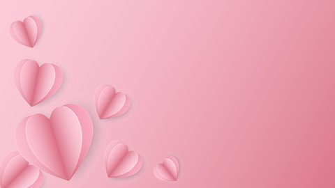 3D animation paper heart on pink back postcard design for valentine