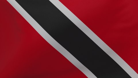 Trinidad and Tobago waving flag seamless loop animation 4k. 3d Trinidad and Tobago Flag texture close up background