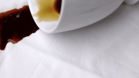 Spilled hot coffee mugs on a white shirt. A white cotton shirt stained with brown coffee - Powered by Shutterstock - Get 15% off with code: PIKWIZARD15