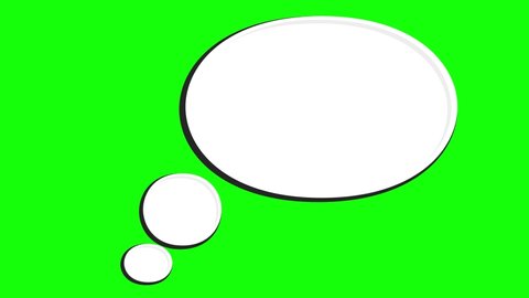 Empty speech bubble. To insert icons or express thoughts, ideas. 2D animation on a green background, suitable for comics, cartoons and presentations.