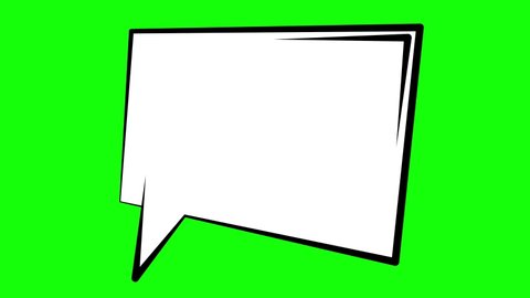 Speech bubble icon. For comics and cartoons. Speech bubble animation on a green background.