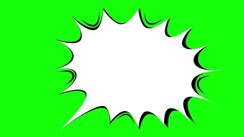 Speech bubble icon (scream, aggression). Speech bubble animation on a green background. For comics and cartoons