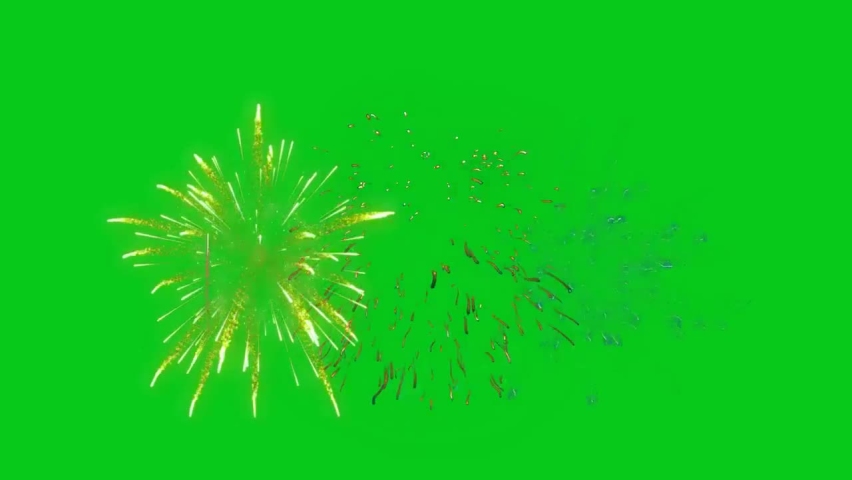 Fireworks on Green Screen Background