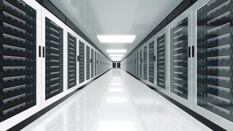 White Server Room Servers Behind Glass Stock Footage Video (100% 