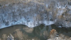 Winter Season in Ataturk Arboretum  Aerial Video Sariyer Istanbul Turkey