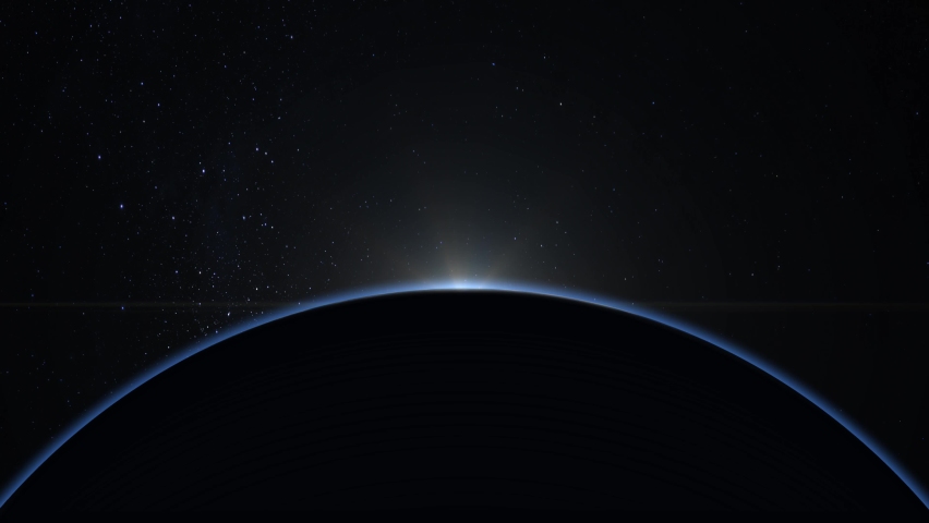 Sunrise over the Earth. View from space. The earth is static. Volumetric clouds. Starry sky. 4K. 3d rendering. | Shutterstock HD Video #1069361809
