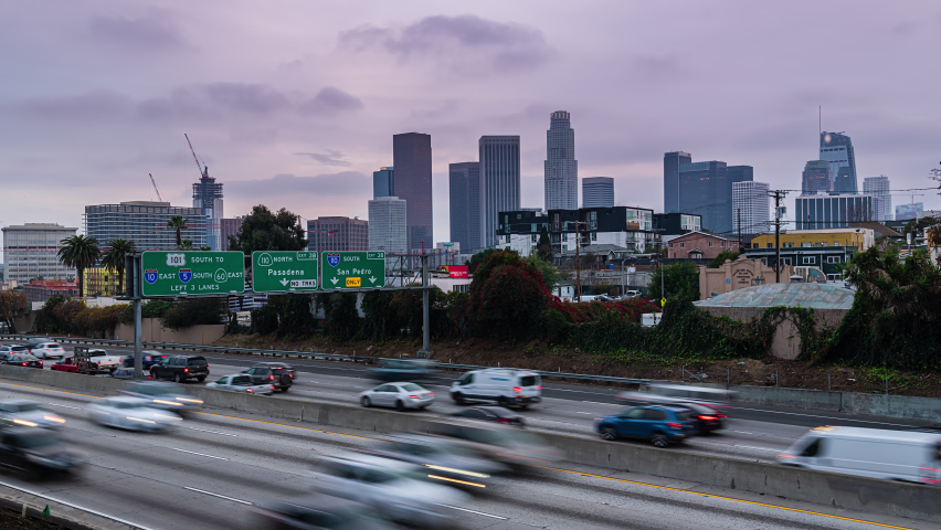 Downtown Los Angeles Day to Night Time lapse