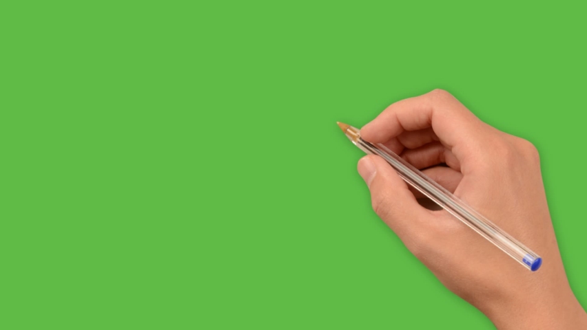 A time-lapse of a male hand sketching a castle icon on a green background in HD