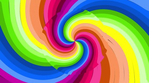 Abstract motion background with psychedelic twisting circles. Round striped black white lines. Swirling hypnotic rotating abstraction. Op art effect, optical illusion. Seamless looping animation.