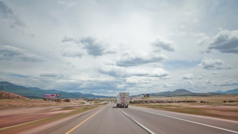 WS T/L POV Traffic on highway / Utah, USA.