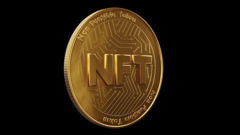 3D render of a rotating NFT coin on a transparent background. Loopable video